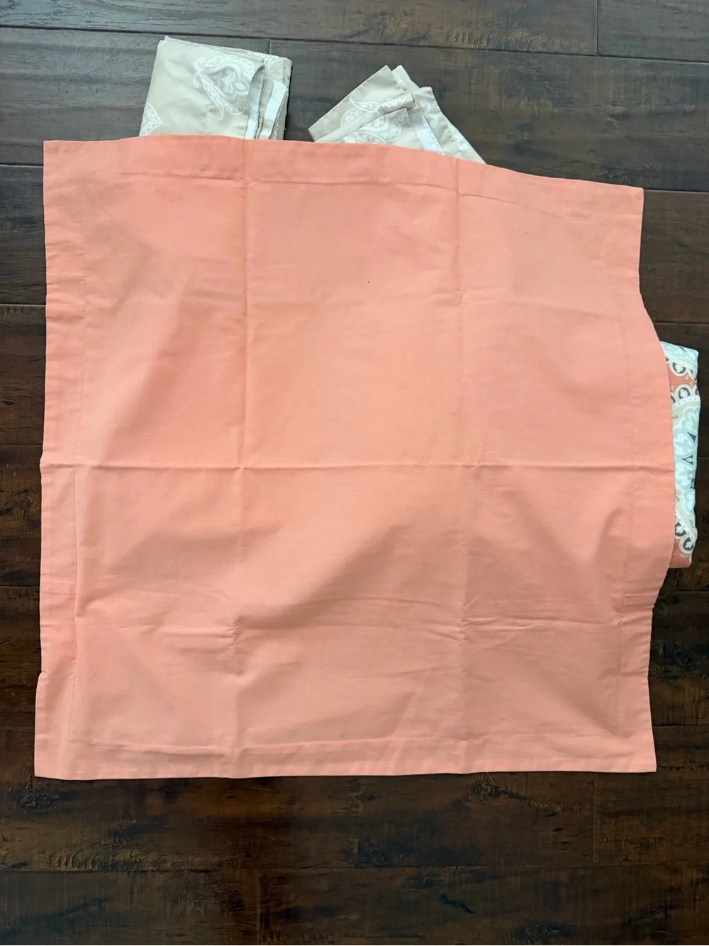 Coral and Beige Patterned King size Duvet with 2 Euro  cover Set